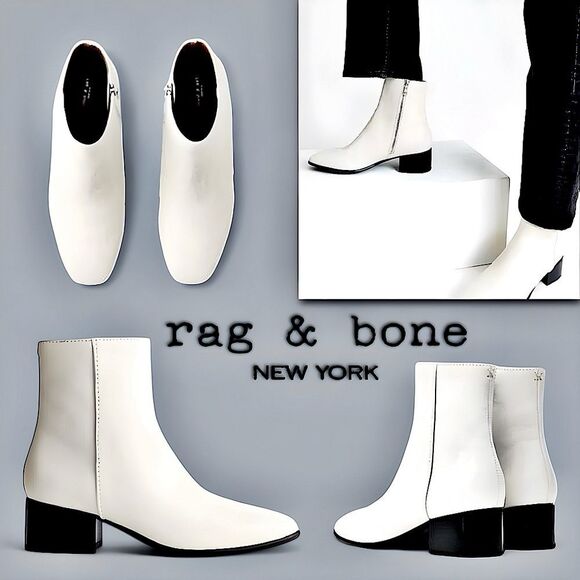 Rag & Bone Aslen Mid Leather Chelsea Boot Antique White - Picture 4 of 16